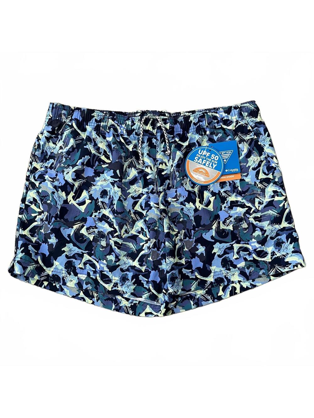 NWT Columbia PFG Womens Super Backcast Water Shorts 5” Blue Floral Size XL